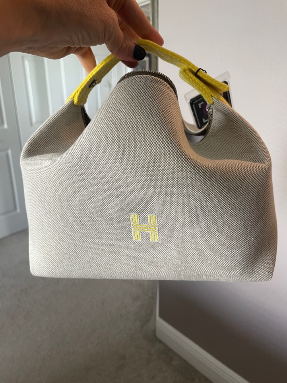 Hermes Beige Cream Canvas Cosmetic Pouch
